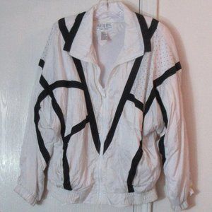 White Jacket Black Trim Large GLORIA VENDERBILT